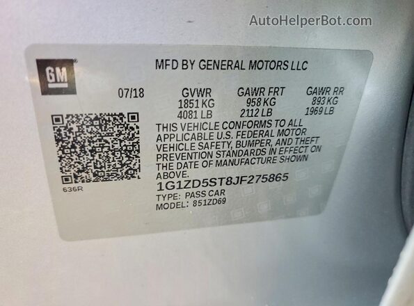 1G1ZD5ST8JF275865 2018 CHEVROLET MALIBU Серебряный Вид подкапотного пространства