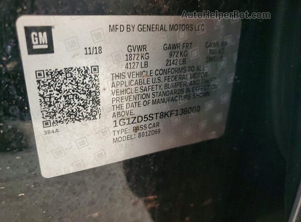 1G1ZD5ST8KF136000 2019 CHEVROLET MALIBU Черный Вид подкапотного пространства