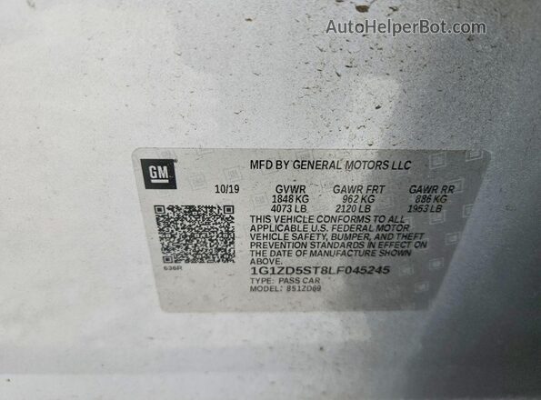 1G1ZD5ST8LF045245 2020 CHEVROLET MALIBU Silver Vista del compartimento del motor