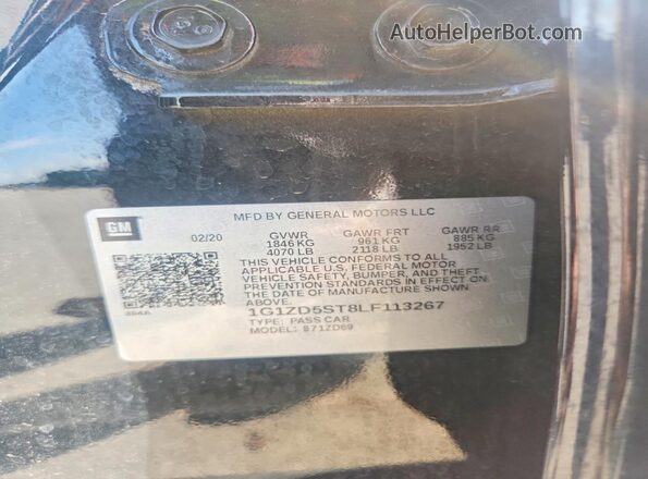 1G1ZD5ST8LF113267 2020 CHEVROLET MALIBU Black Vista del compartimento del motor