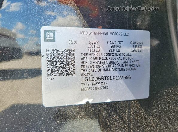 1G1ZD5ST8LF127556 2020 CHEVROLET MALIBU Черный Вид наклейки с VIN-кодом