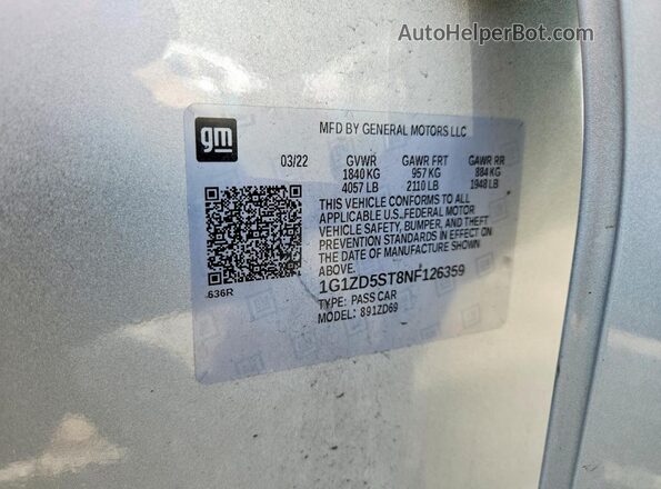 1G1ZD5ST8NF126359 2022 CHEVROLET MALIBU Silver Widok komory silnika