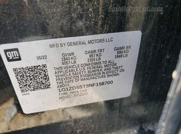 1G1ZD5ST8NF158700 2022 CHEVROLET MALIBU Черный Вид подкапотного пространства