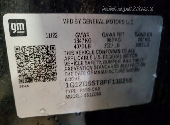1G1ZD5ST8PF138255 2023 CHEVROLET MALIBU Black Widok komory silnika