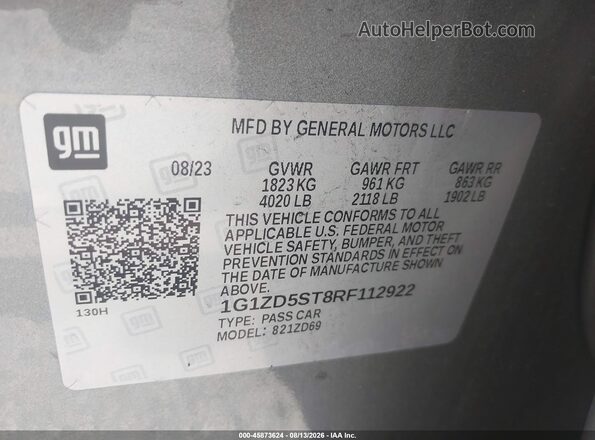 1G1ZD5ST8RF112922 2024 CHEVROLET MALIBU Gray Engine compartment view