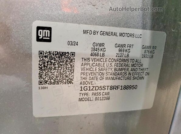 1G1ZD5ST8RF188950 2024 CHEVROLET MALIBU Gray Вид наклейки з VIN-кодом