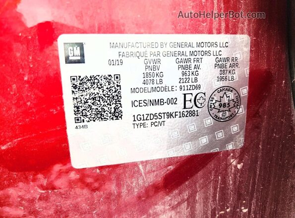 1G1ZD5ST9KF162881 2019 CHEVROLET MALIBU Red Вид підкапотного простору