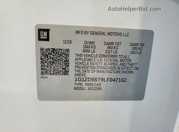 1G1ZD5ST9LF047182 2020 CHEVROLET MALIBU White Widok komory silnika