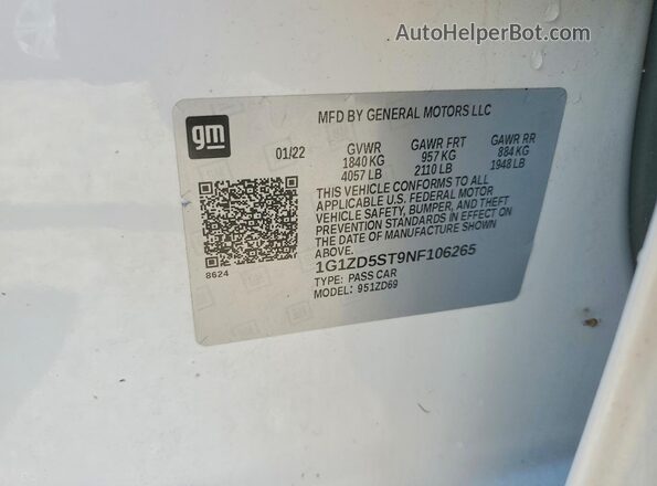 1G1ZD5ST9NF106265 2022 CHEVROLET MALIBU White Widok komory silnika