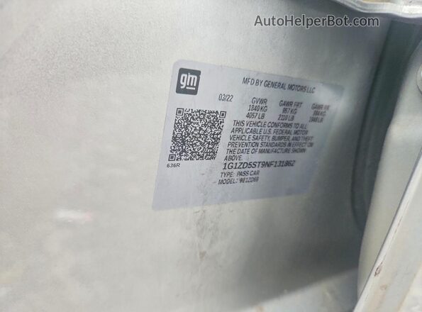 1G1ZD5ST9NF131862 2022 CHEVROLET MALIBU Серебряный Вид наклейки с VIN-кодом
