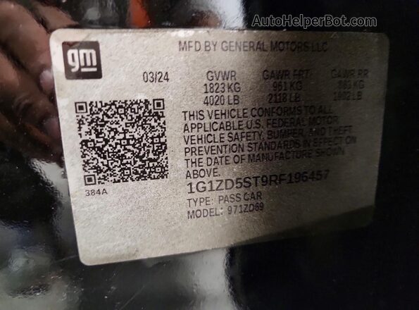 1G1ZD5ST9RF196457 2024 CHEVROLET MALIBU Black Widok komory silnika