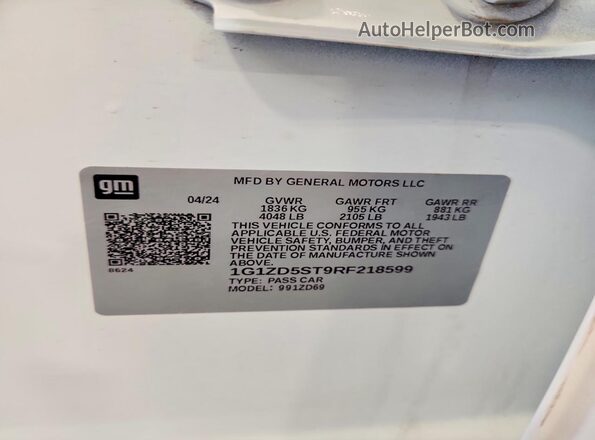 1G1ZD5ST9RF218599 2024 CHEVROLET MALIBU White ძრავის განყოფილების ხედი