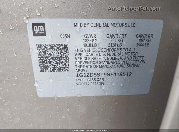 1G1ZD5ST9SF118542 2025 CHEVROLET MALIBU Gray Widok komory silnika
