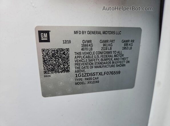 1G1ZD5STXLF076559 2020 CHEVROLET MALIBU White ძრავის განყოფილების ხედი