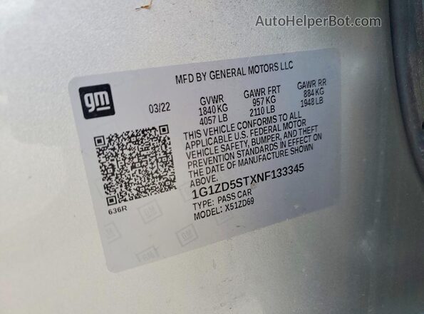 1G1ZD5STXNF133345 2022 CHEVROLET MALIBU Silver ძრავის განყოფილების ხედი