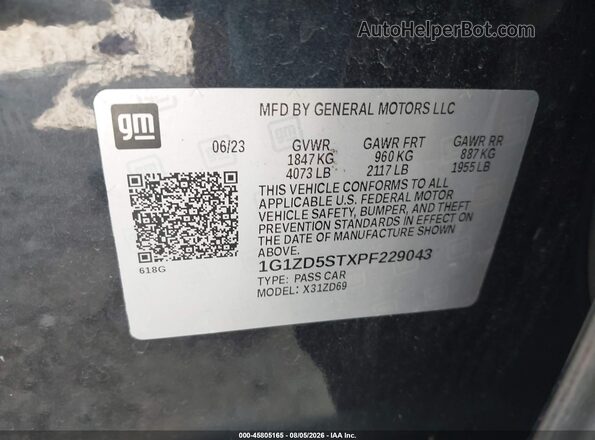 1G1ZD5STXPF229043 2023 CHEVROLET MALIBU Black Widok komory silnika