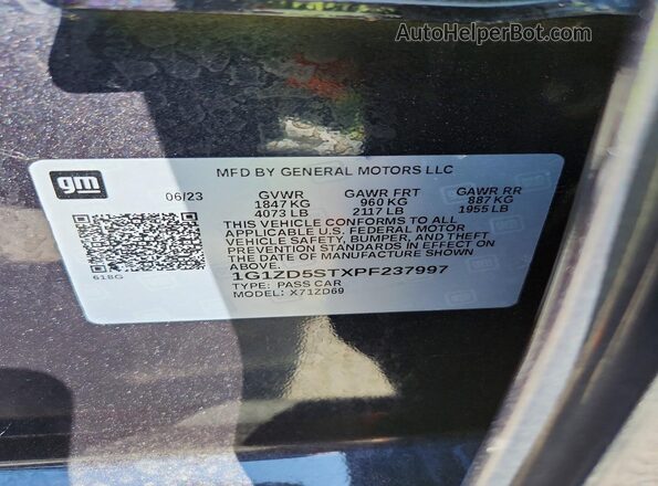 1G1ZD5STXPF237997 2023 CHEVROLET MALIBU Gray Widok naklejki z numerem VIN