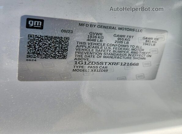 1G1ZD5STXRF121668 2024 CHEVROLET MALIBU White Вид підкапотного простору