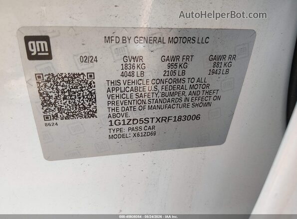1G1ZD5STXRF183006 2024 CHEVROLET MALIBU White Вид підкапотного простору