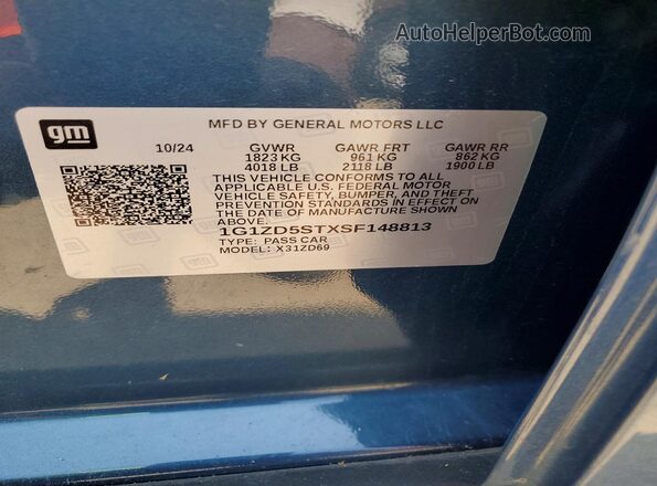 1G1ZD5STXSF148813 2025 CHEVROLET MALIBU Blue Engine compartment view