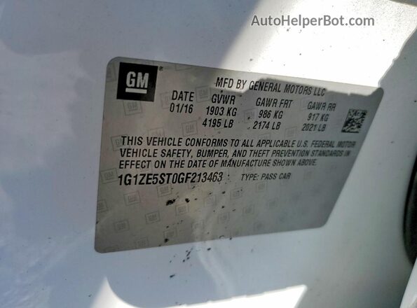 1G1ZE5ST0GF213463 2016 CHEVROLET MALIBU White VIN sticker view