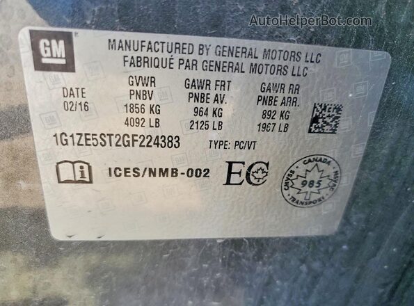 1G1ZE5ST2GF224383 2016 CHEVROLET MALIBU Black Շարժիչի բաժամունքի տեսք