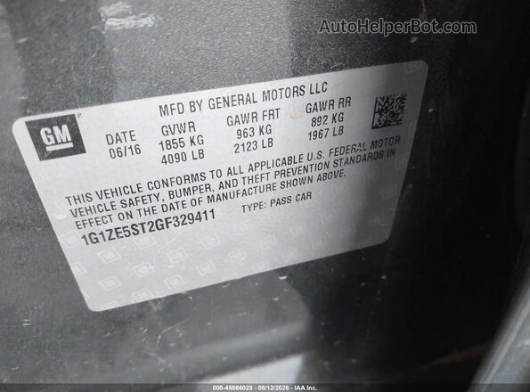 1G1ZE5ST2GF329411 2016 CHEVROLET MALIBU Серый Вид подкапотного пространства