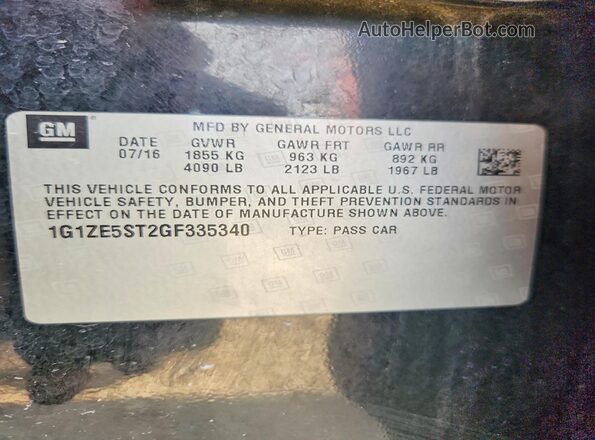 1G1ZE5ST2GF335340 2016 CHEVROLET MALIBU Black Widok komory silnika