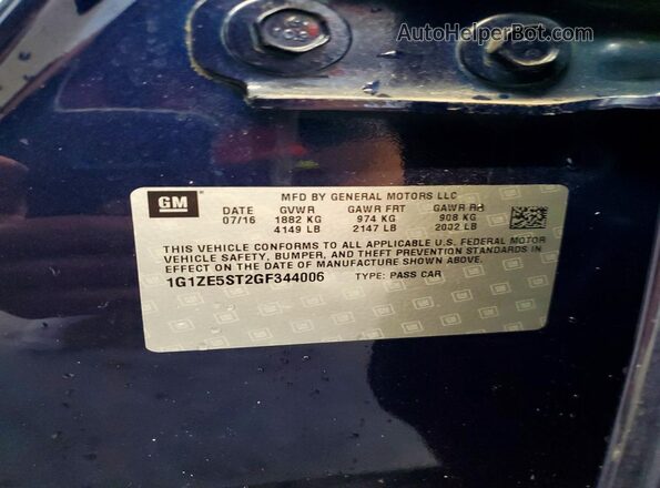 1G1ZE5ST2GF344006 2016 CHEVROLET MALIBU Blue ძრავის განყოფილების ხედი