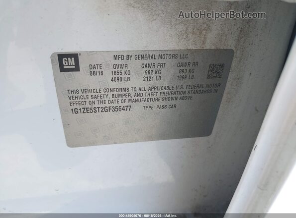 1G1ZE5ST2GF356477 2016 CHEVROLET MALIBU White Вид підкапотного простору