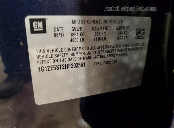 1G1ZE5ST2HF293561 2017 CHEVROLET MALIBU Blue Շարժիչի բաժամունքի տեսք