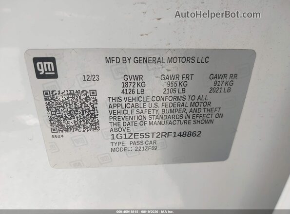 1G1ZE5ST2RF148862 2024 CHEVROLET MALIBU Белый Вид подкапотного пространства