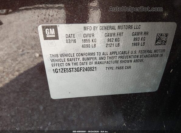 1G1ZE5ST3GF240821 2016 CHEVROLET MALIBU Dark Brown Вид підкапотного простору