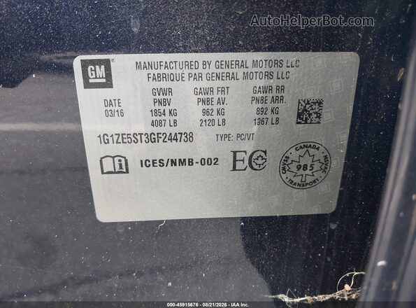 1G1ZE5ST3GF244738 2016 CHEVROLET MALIBU Blue ძრავის განყოფილების ხედი