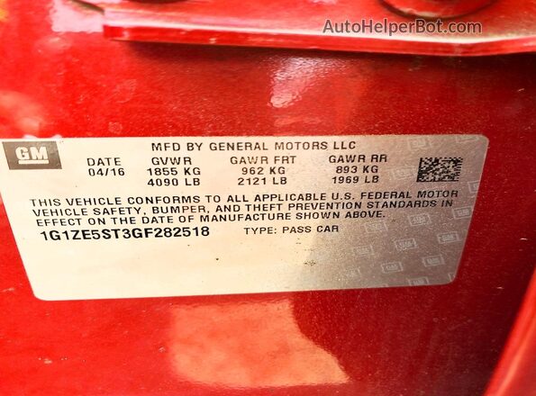 1G1ZE5ST3GF282518 2016 CHEVROLET MALIBU Burgundy ძრავის განყოფილების ხედი