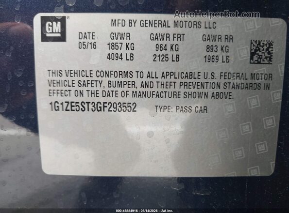 1G1ZE5ST3GF293552 2016 CHEVROLET MALIBU Blue Вид підкапотного простору