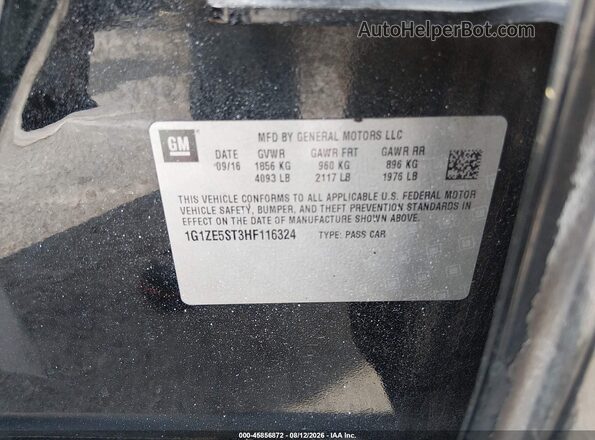 1G1ZE5ST3HF116324 2017 CHEVROLET MALIBU Черный Вид подкапотного пространства
