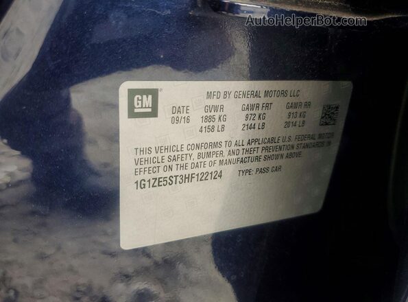 1G1ZE5ST3HF122124 2017 CHEVROLET MALIBU Blue Вид підкапотного простору