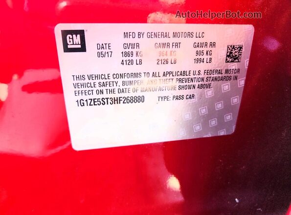 1G1ZE5ST3HF268880 2017 CHEVROLET MALIBU Red Vista del compartimento del motor