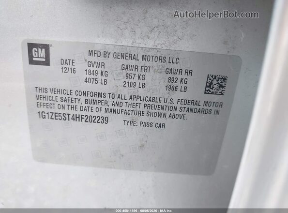 1G1ZE5ST4HF202239 2017 CHEVROLET MALIBU Silver Շարժիչի բաժամունքի տեսք