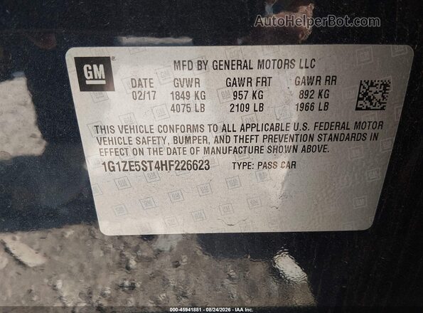 1G1ZE5ST4HF226623 2017 CHEVROLET MALIBU Blue Вид підкапотного простору