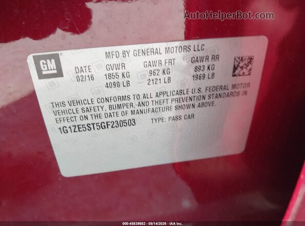 1G1ZE5ST5GF230503 2016 CHEVROLET MALIBU Red Вид підкапотного простору