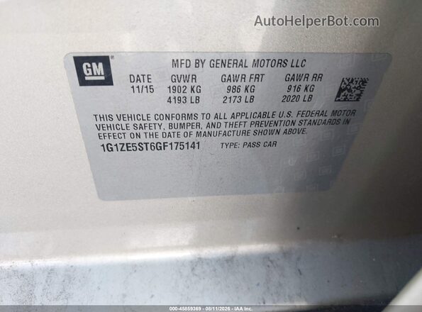 1G1ZE5ST6GF175141 2016 CHEVROLET MALIBU Gold Vista del compartimento del motor