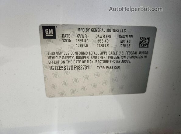 1G1ZE5ST7GF182731 2016 CHEVROLET MALIBU Белый Вид наклейки с VIN-кодом
