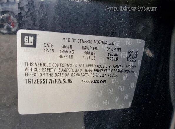 1G1ZE5ST7HF206009 2017 CHEVROLET MALIBU Black Вид підкапотного простору