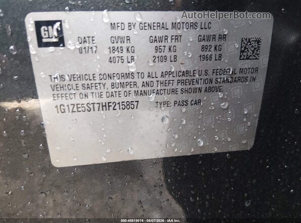 1G1ZE5ST7HF215857 2017 CHEVROLET MALIBU Черный Вид подкапотного пространства