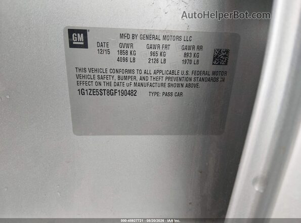 1G1ZE5ST8GF190482 2016 CHEVROLET MALIBU Silver Engine compartment view