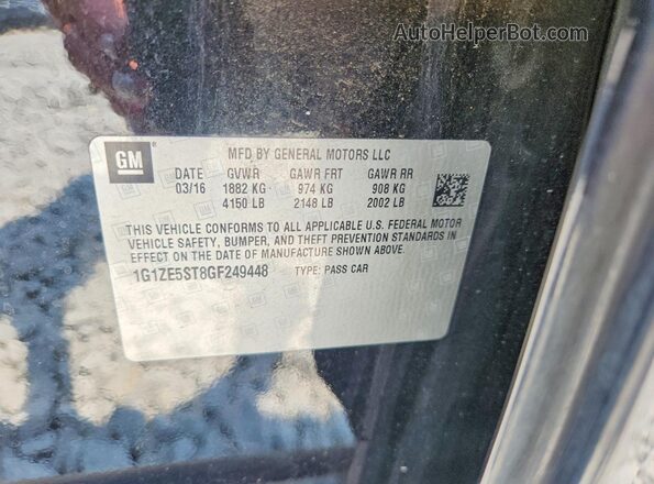 1G1ZE5ST8GF249448 2016 CHEVROLET MALIBU Черный Вид подкапотного пространства
