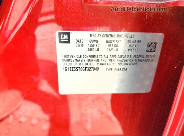 1G1ZE5ST8GF327940 2016 CHEVROLET MALIBU Red Engine compartment view