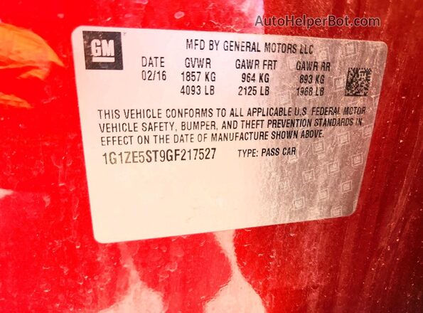 1G1ZE5ST9GF217527 2016 CHEVROLET MALIBU Burgundy Вид підкапотного простору